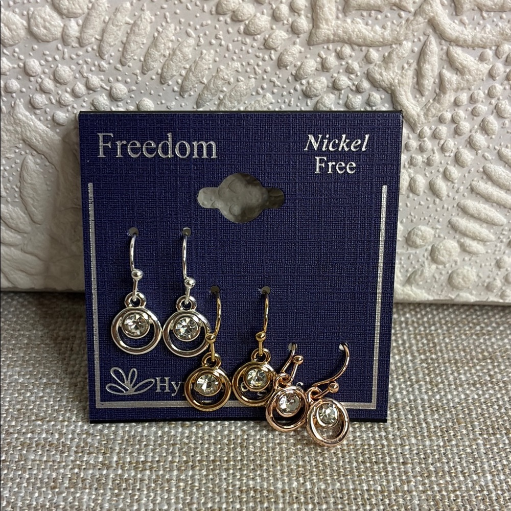 Freedom Silver and Gold Tone Earrings Set